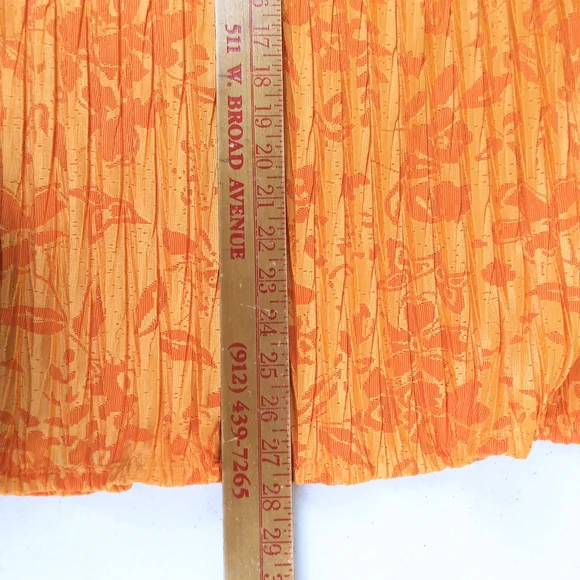 Cato Orange Floral Pleated Sleeveless High-Neck Top Size 14/16W - Picture 8 of 8